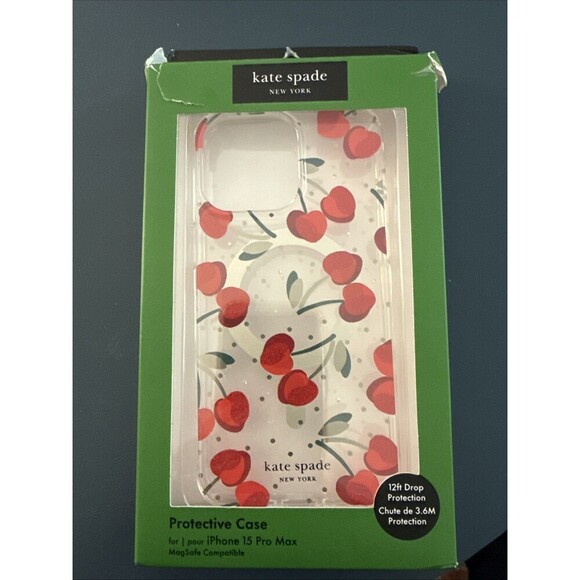 Kate Spade Phone case for Apple IPhone 15 Pro Max | Cherry Print MagSafe - Picture 1 of 4